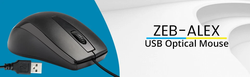 New Zebronics Alex Optical Wired USB Black Mouse 1200 DPI -Free Ship - Image 2 of 4