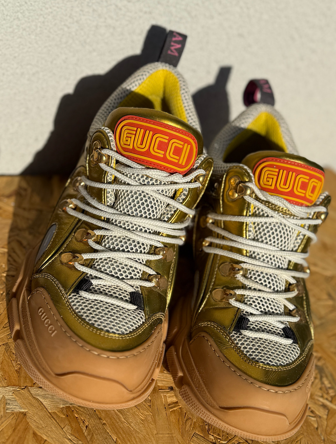 Authentic GUCCI Gold Flashtrek Leather Sneakers Womens EU 39 UK 6 RRP£1590 MINT image 7
