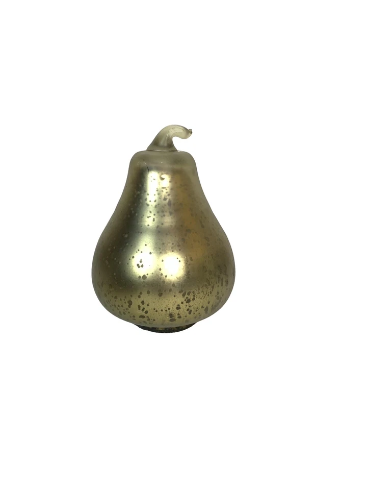 Pera decorativa vintage de vidrio soplado MCM en tono latón 5,75" de alto Foto 4 de 4