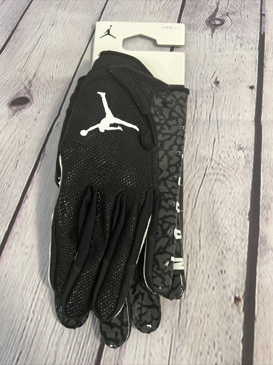 Nine Air Jordan Jet 7.0 Football Gloves Black Grey Print Adult