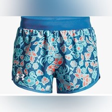NWT Under Armour Girls' Blue Floral Fly by Printed Shorts Size L Large