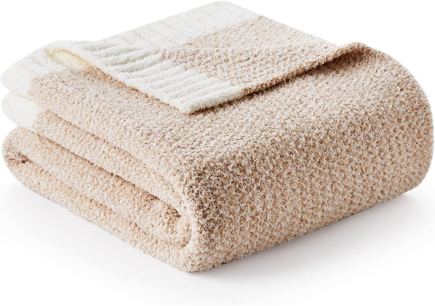 Heather Beige Throw Blanket for Couch, Ultra Soft Warm Blankets Cozy Knit Fuzzy