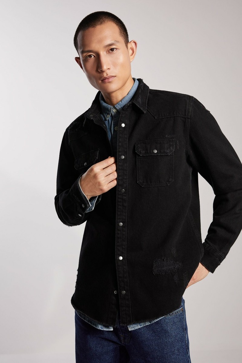 New Zara Ripped Denim Overshirt S Var Colors 2631/350 jeans New Zara Ripped Denim Overshirt S Var Colors 2631/350 jeans