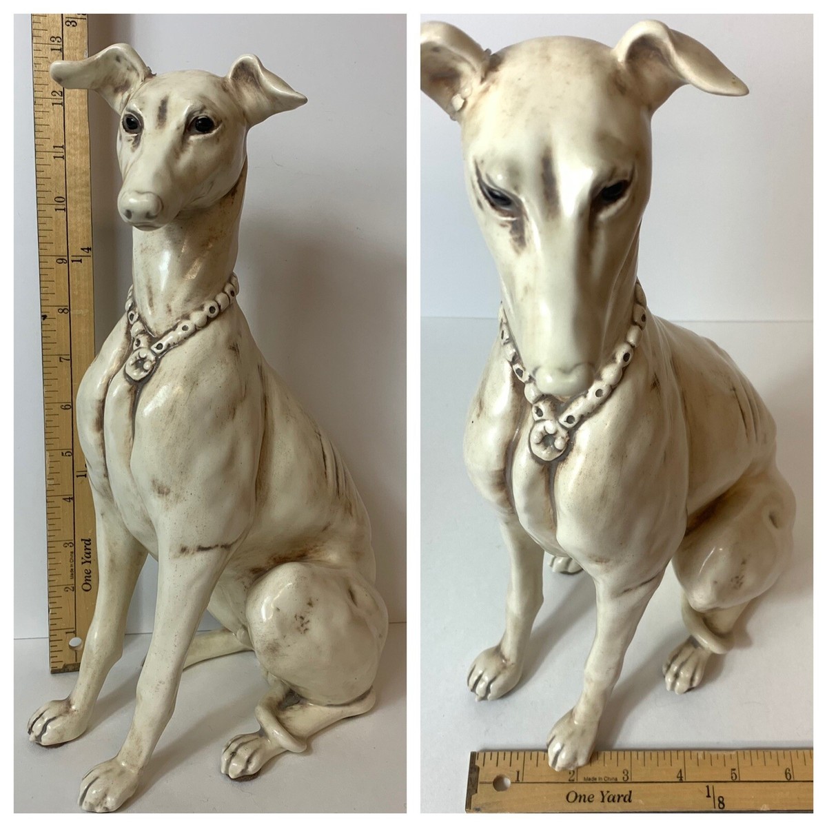 Kay Finch Whippet Italian Greyhound Ceramic Dog Figurine White