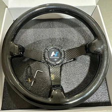 Hiwowsport 350mm Carbon Fiber 3" Depth Racing Steering Wheel Black 6 bolts US