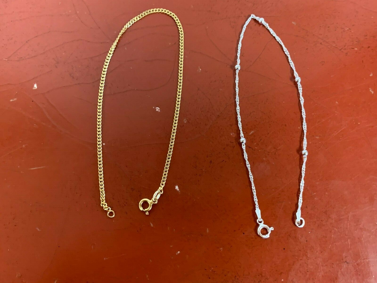 Lot of (2) 925 Sterling Silver  Anklets Stamped .925 Italy