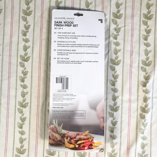 NIP Sharper Image Kitchen Knives Knife Prep Set Dark Finish 4 Pcs Santoku Chef - Picture 5 of 8