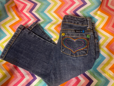 Tractor Girls Blue Jeans With Heart Pockets 2T