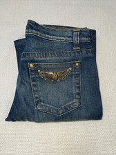Authentic Roberto Cavalli Denim Jeans W Scarab Decoration Size 40
