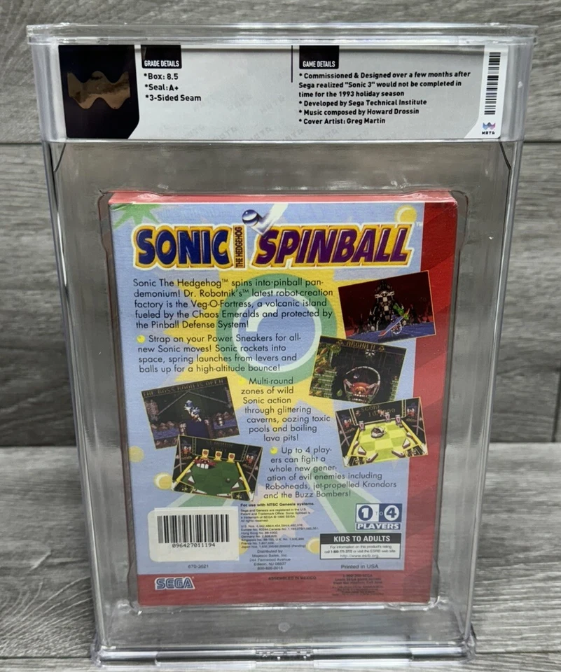 8.5 A+ Sonic Spinball Sega Genesis Majesco Print WATA NOT CGC  VGA The Hedgehog - Image 4 of 4