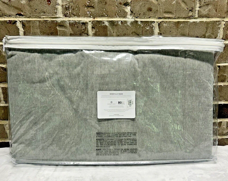 Funda nórdica Pottery Barn Hudson gris jaspeado terciopelo reina completa 100 % algodón NUEVA Foto 3 de 4