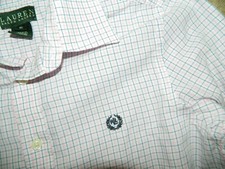 Boy's Ralph Lauren White, Pink, Blue Plaid Button Down Shirt Size 16