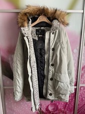 Bnwt Rrp £219 Maison Scotch Jacket Warm Parka Size 1 Sage Green Padded & Hooded
