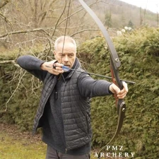 PMZ Archery Recurve Bow 60" Wood Bamboo Fiberglass Takedown Bow Set for Outdoor