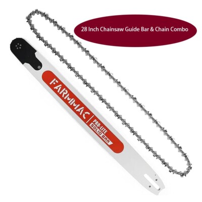 FARMMAC 28 Inch Chainsaw Guide Bar & Chain Combo Alloy Chainsaw Bar,