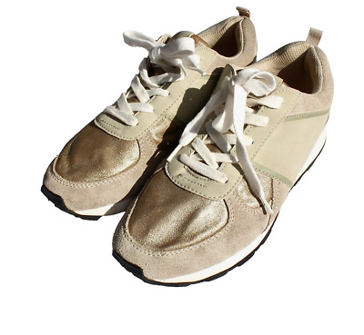 ZARA  WOMAN DAMENSCHUHE WOMAN SHOES SNEAKER SHOES CHAUSSURES BEIGE GOLD 38 #21-5