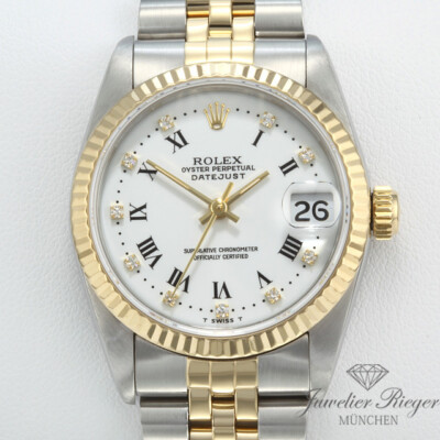 Rolex Medium Datejust Stahl Gelbgold 750 Diamanten Automatik Gold Stahl