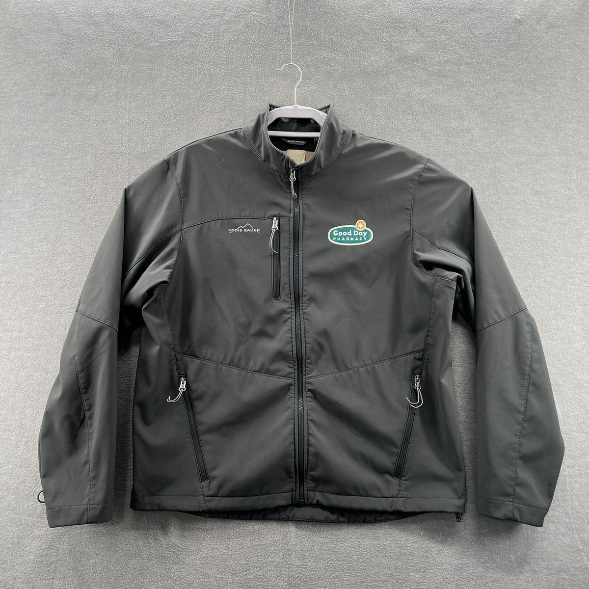 eddie bauer mens size XL full zip softshell jacket zipped pockets 