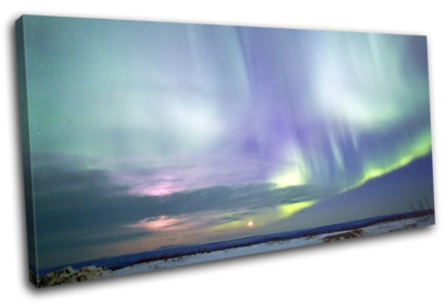 Northern Lights Alaska Landscape Space SINGLE Leinwand Kunst Bild drucken