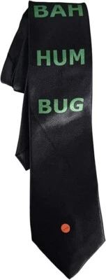 ASVP SHOP Black 'Bah Hum Bug' Christmas Tie – Humorous Festive Necktie for Holiday Parties