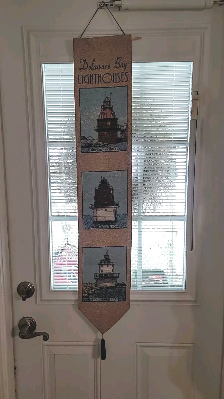 Beautiful Lighthouse Tapestry Wall Hanging DELAWARE BAY LIGHTHOUSES 40X8INCH