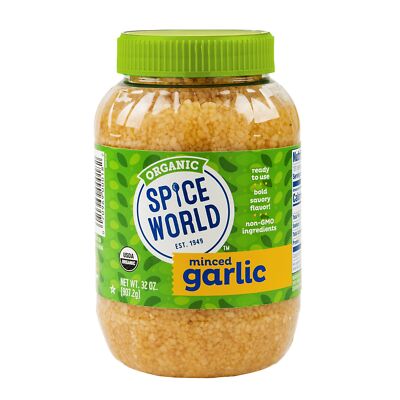 Organic Minced Garlic 32oz Fresh Garlic Flavor Bulk Container Easy Cooking