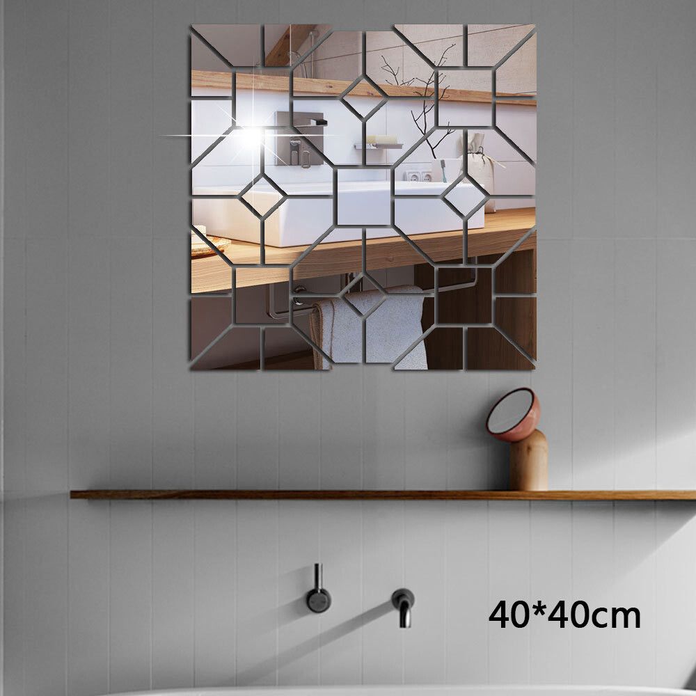 Geometric Acrylic Mirror Stickers Living Room Tiles Wall Decals Home