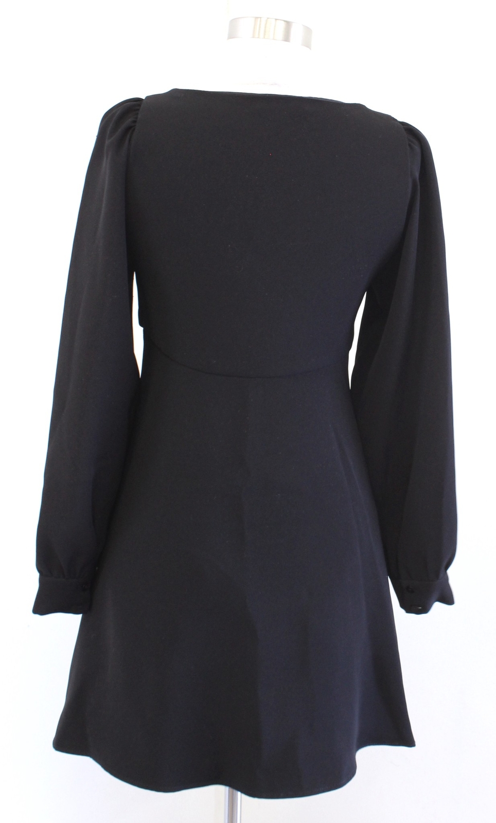 Zara Solid Black Button Front Ruched Flared A Lin… - image 6