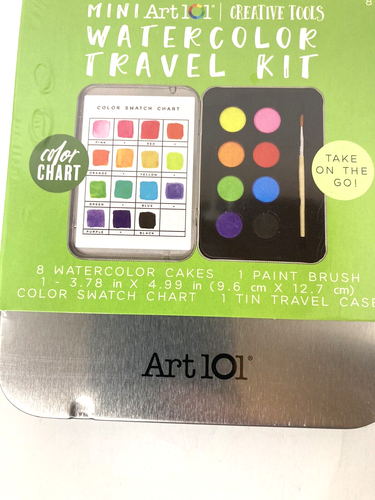 Art 101 Mini Travel Watercolor Travel Kit Creative Tools in travel tin - Picture 3 of 5