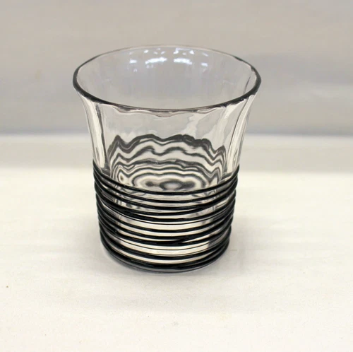Rare STEUBEN Shot Glass BLACK THREAD Pattern 2.5" Barware Liquor Designer L@@K
