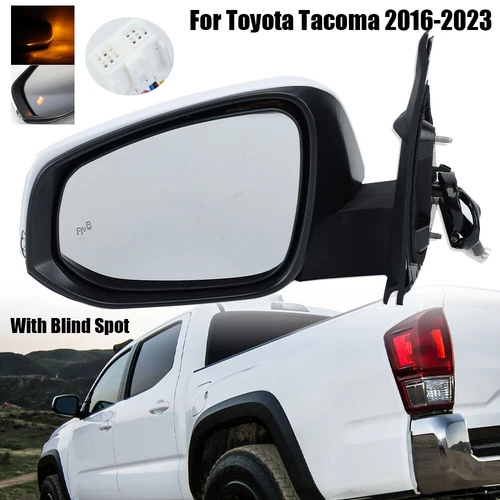 8Pin Side Mirror For 2016-2023 Toyota Tacoma Left Driver Blind Spot Heated White (For: More than one vehicle)