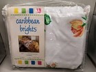 Vtg 1980s Caribbean Brights Queen Bed Skirt Pink Pineapple