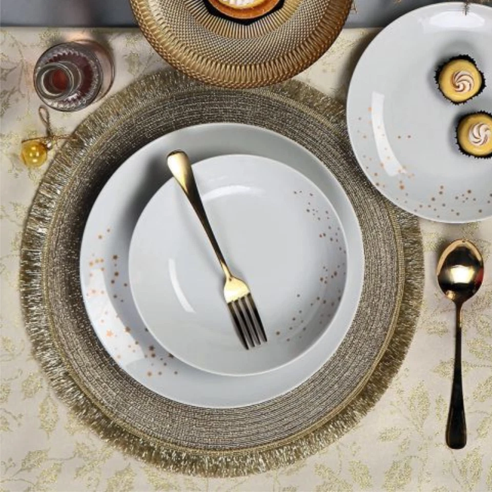 SET 4 POSATE COLOR ORO DA TAVOLA TOGNANA ACCIAIO INOX DORATO DECORATIVE ELEGANTI - Immagine 2 di 2