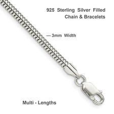 Real 925 Sterling Silver Filled Solid Fine Snake Link Chain  Bracelet Design