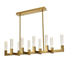 Chandelier Led Satin Gold Modern Kitchen Island Dining Room 10 Light Fixture 48"