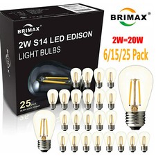 Brimax E26 Led Edison Bulbs 2w S14 Shatterproof Bulb For Outdoor String Lights Brimax E26 Led Edison Bulbs 2w S14 Shatterproof Bulb For Outdoor String Lights