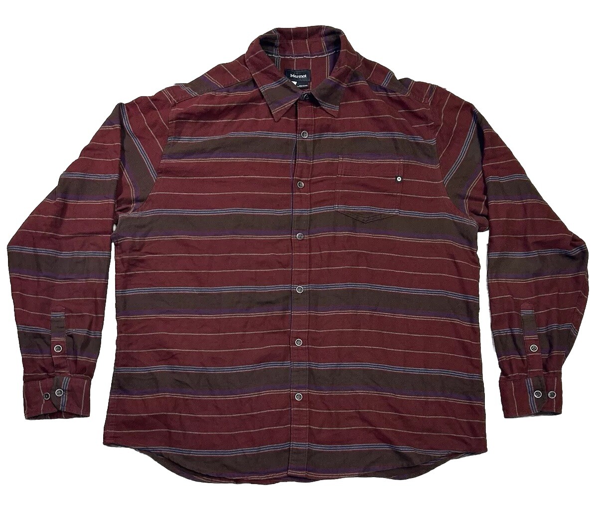Marmot Flannel Shirt Mens XXL Red Striped Long Sleeve Button Up