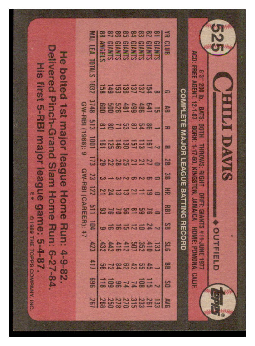 1989 Topps 525 CHILI DAVIS California Angels C3A eBay