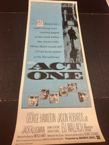 Original Act One George Hamilton Jack Klugman 14 x 36 Theater Insert Poster
