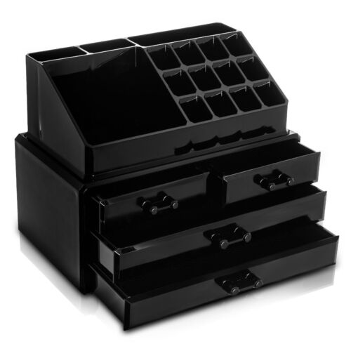 4 DRAWER COSMETIC ORGANISER BLACK MAKEUP RACK ACRYLIC NAIL LIPSTICK DISPLAY STAN - Picture 11 of 12
