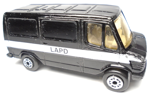 MAISTO MERCEDES 307D LAPD BLACK 1:64 DIECAST 2 7/8" POLICE VAN W/ WHITE STRIPES - Picture 2 of 6