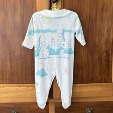 Vintage Healthtex baby collared sleeper with a pastel print featuring animals 6M