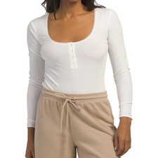 WOLFORD White Henley Neck Long Sleeve String Bodysuit NWT