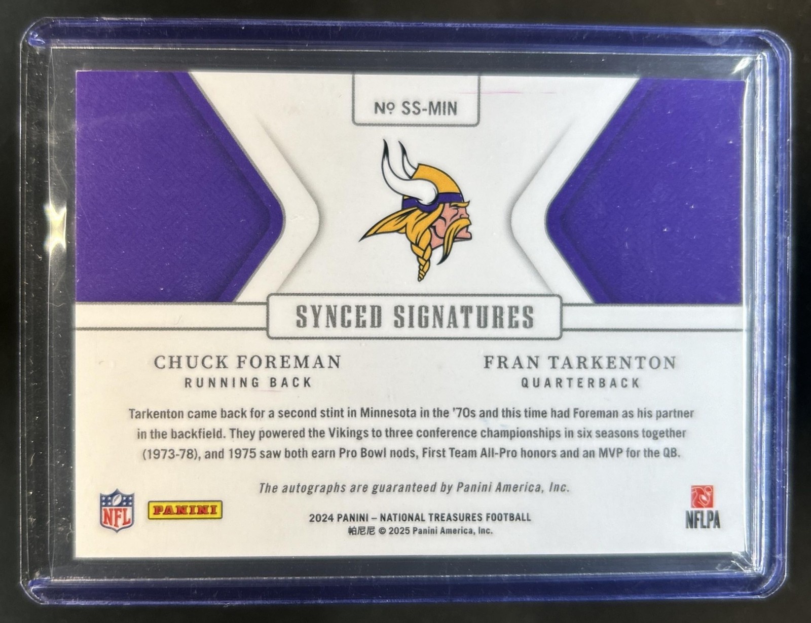 2025 National Treasures Chuck Foreman Fran Tarkenton Synced Auto #/99 #1 view 2