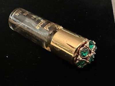 Vintage Perfume Bottle Green Rhinestone Jeweled Perfumette by Helena Rubinstein