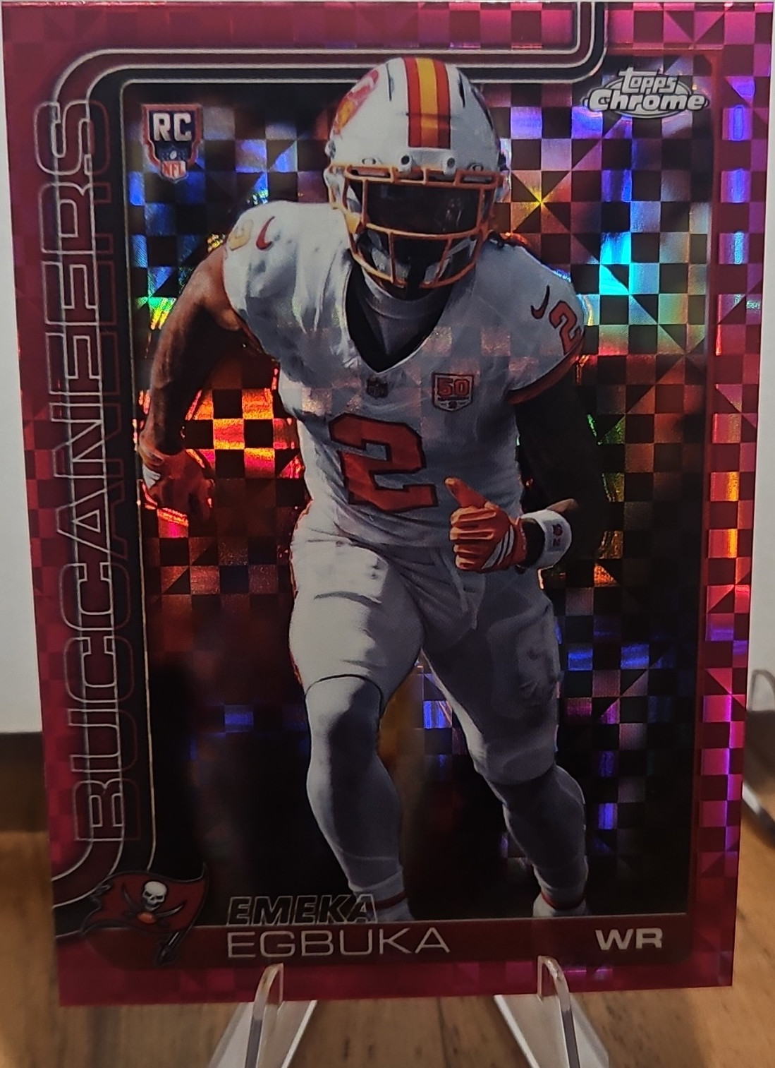 Topps Chrome 2025 Emeka Egbuka #312 Rookie Hot Pink X-Fractor  Buccaneers