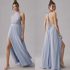 Reformation Dusty Blue Andee US Women Size 10 Maxi Bridesmaid Formal Dress Gown