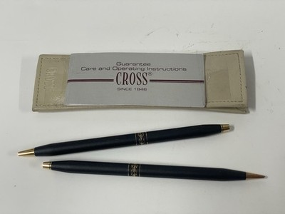 Slim Cross Pen & Pencil Set 2541 Vintage Classic Black Gold Leaf