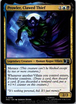 Prowler, Clawed Thief 186 Commander: Marvel Super Heroes Magic: The Gathering NM