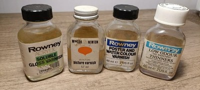 Konvolut Poster Aquarell Glanzlack, Lackverdünner Rowney Winsor Newton C3